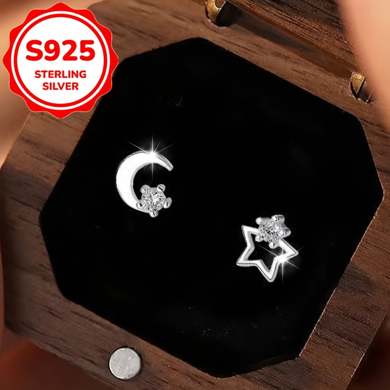 2pcs Women's S925 Pure Silver Rainbow Circle Earrings